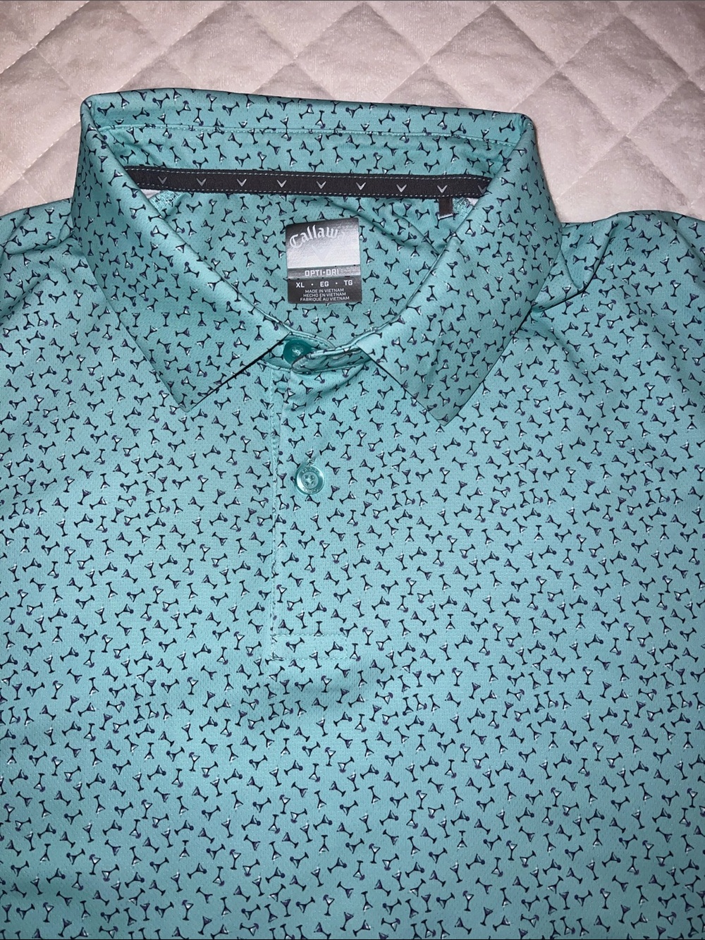 Callaway Men’s Teal Polo with Black Micro Pattern